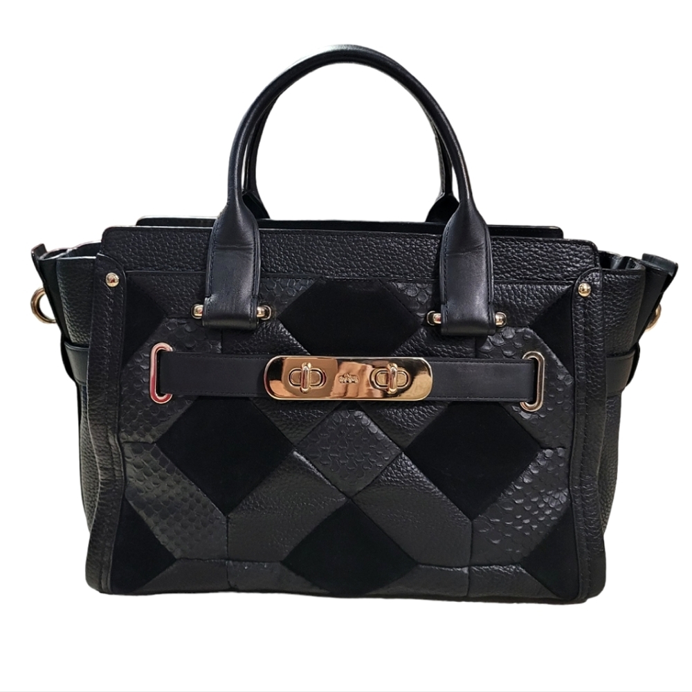 Coach Swagger Black Patchwork Satchel Handbag - image 2